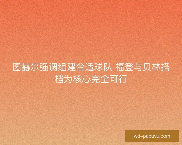 图赫尔强调组建合适球队 福登与贝林搭档为核心完全可行