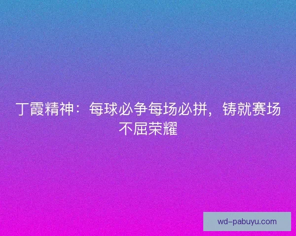 丁霞精神：每球必争每场必拼，铸就赛场不屈荣耀